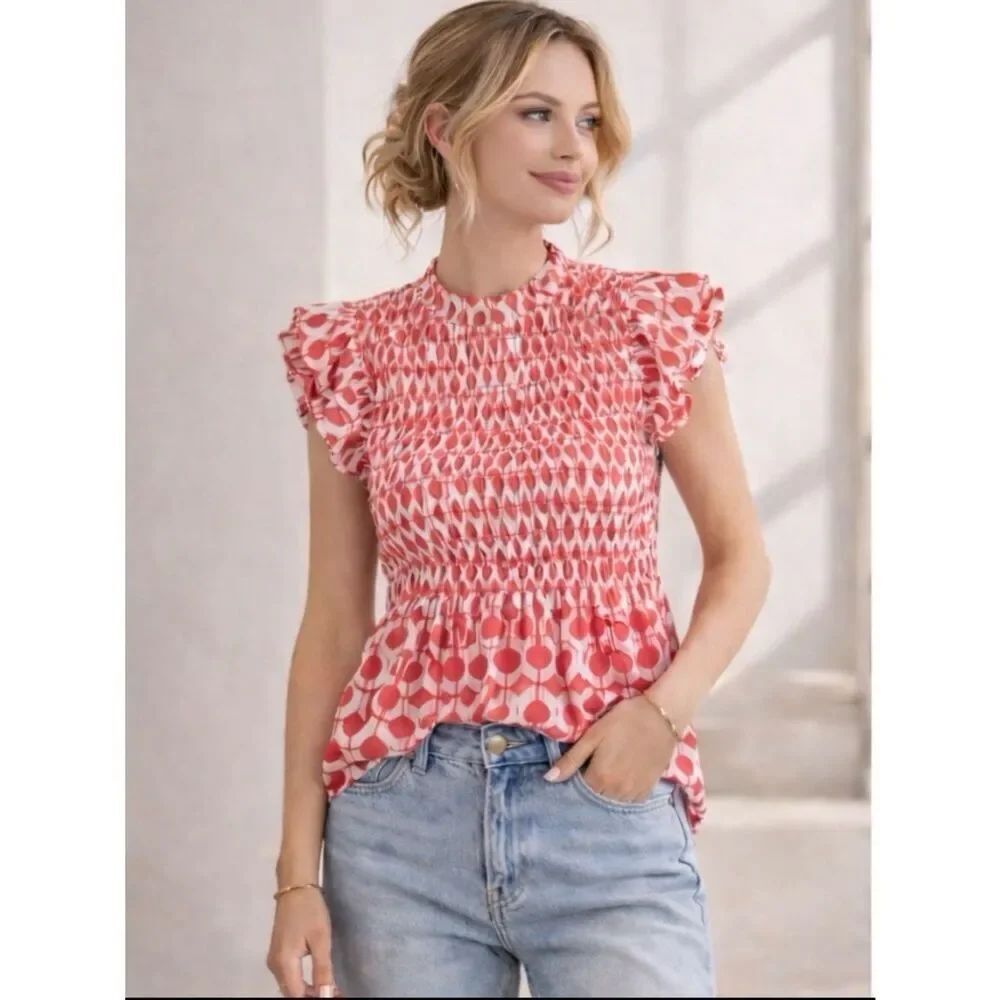 NWOT JODIFL It's All Up To You Orange Geometric Blouse